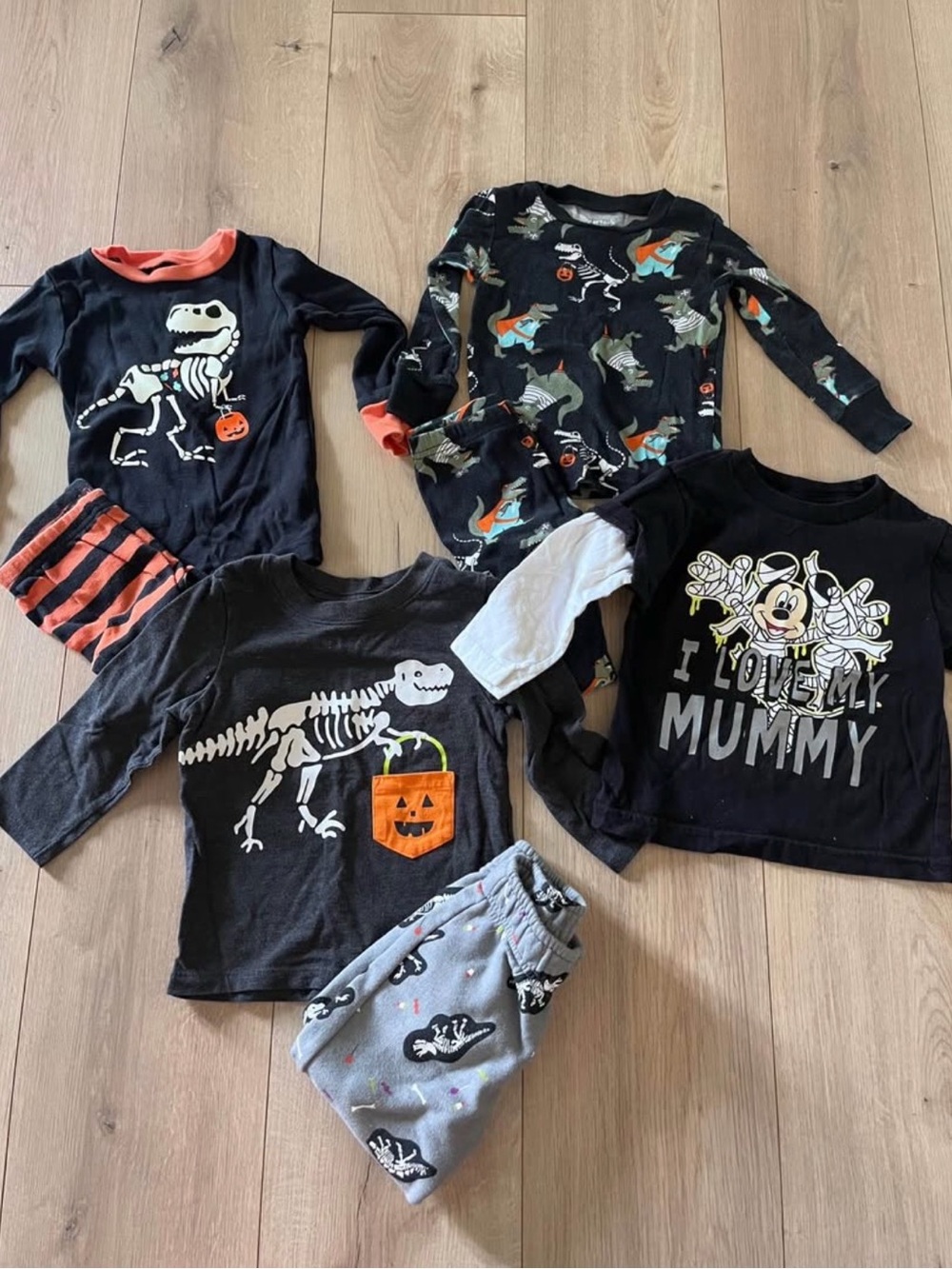Kids Halloween Skeleton Pajama Sets and outfits - Black & Orange Accents